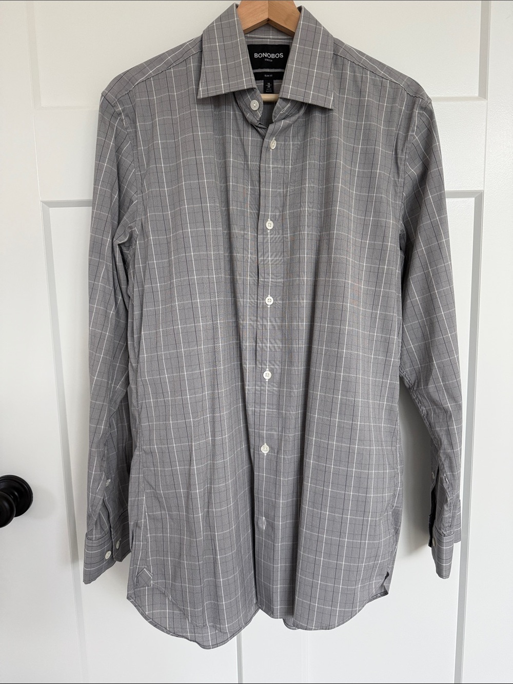 Bonobos Men's Light Gray Plaid Dress Shirt